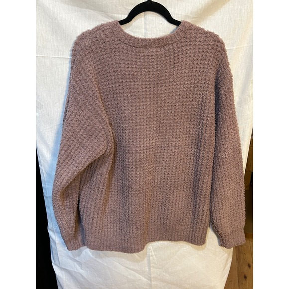 SOFTIES Marshmallow Waffle Knit V Neck Long Sleeve Sweater Pant Set XL Driftwood - Picture 3 of 7